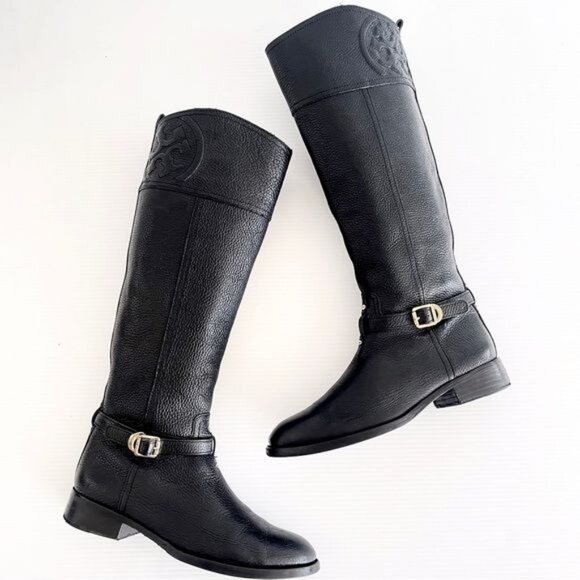 Tory Burch Black Marlene Leather riding boots 8